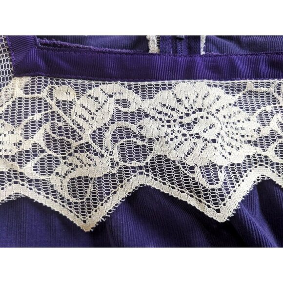 Rare Vtg 70s PRINCESS KAIULANI Purple Corduroy Prairie Kailihiwa Kaftan Dress Sz - Picture 8 of 8